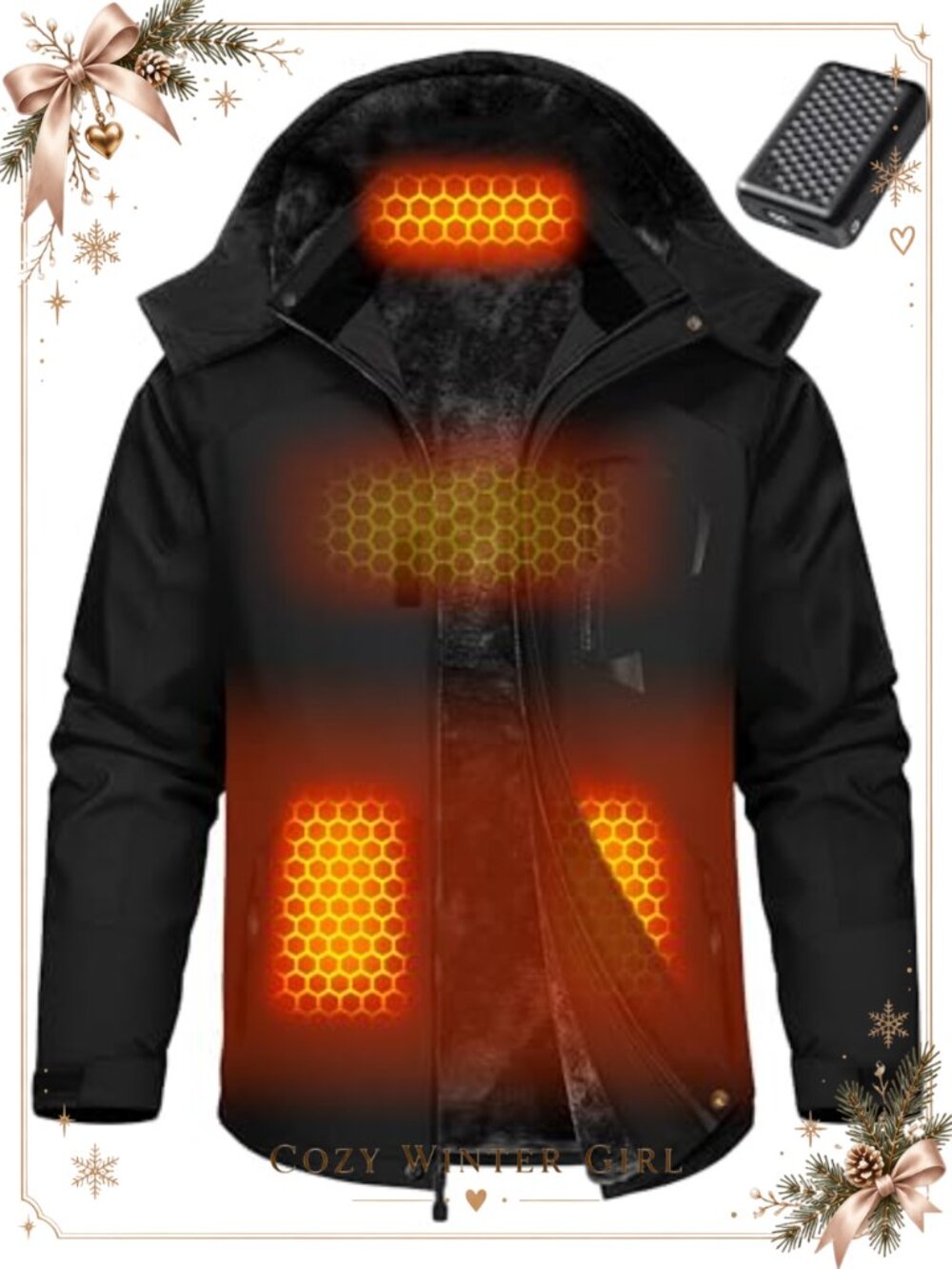 Graphene Heated Jacket for Men Fur Lined with Battery Pack